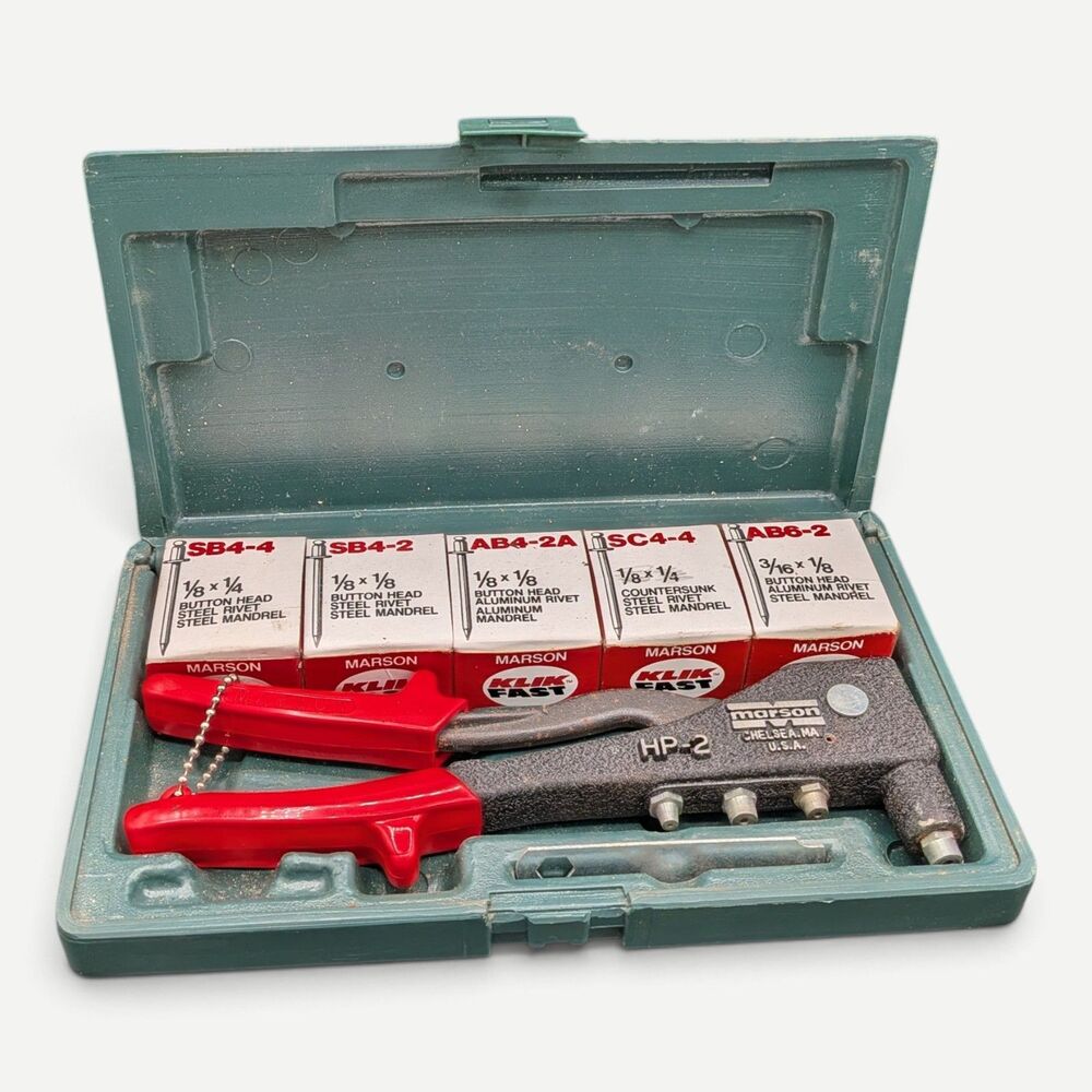 Marson 39001 Marson HP2 Riveter Rivet Gun Kit In Case with Klik Fast Rivets